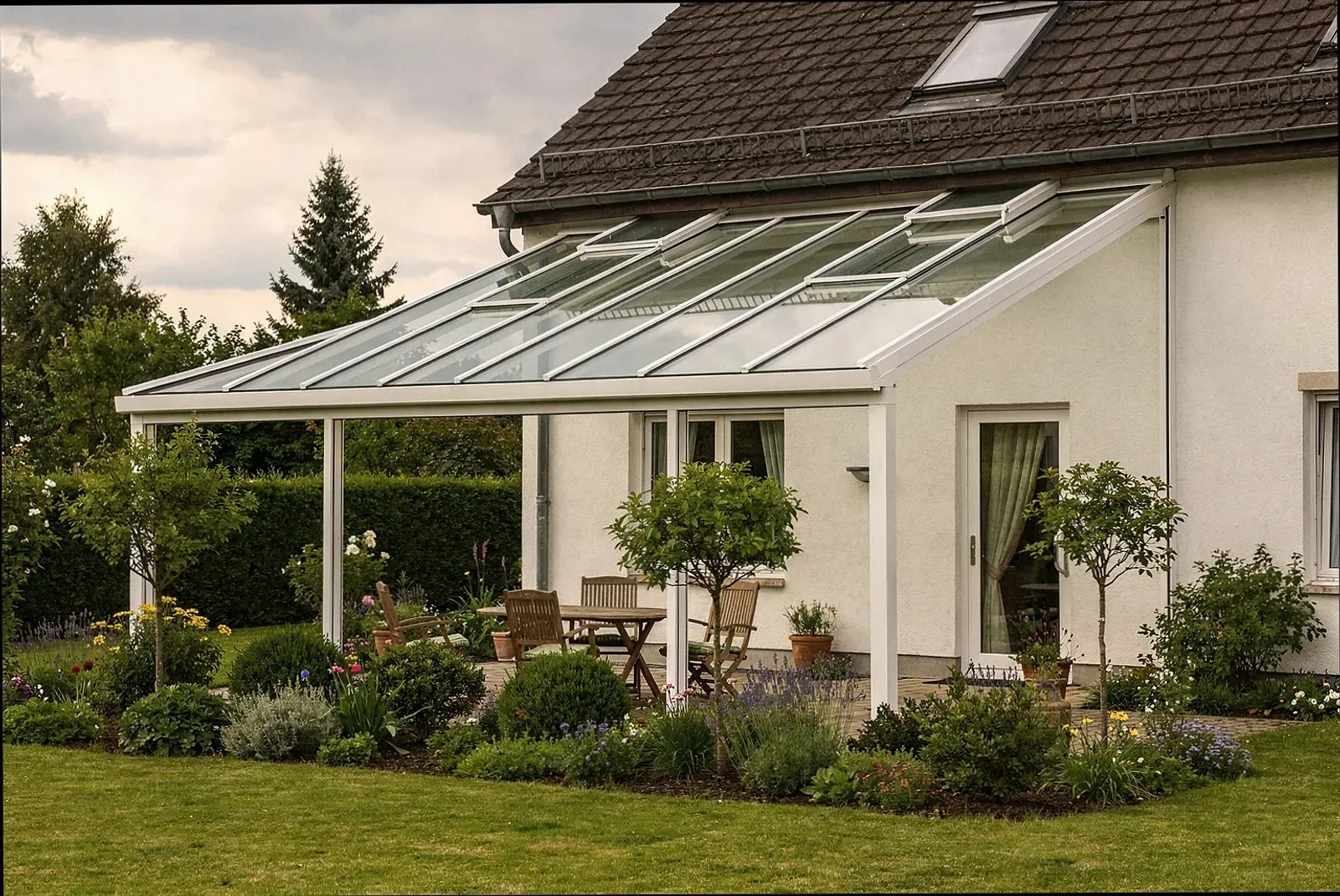 Lamellendach mit Sensorsteuerung über einer Terrasse in Hagen